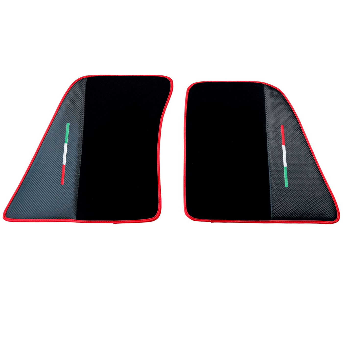 Black Floor Mats for Ferrari 296 GTS (2022-2024) with Carbon Fiber | Red Trim - AutoWin