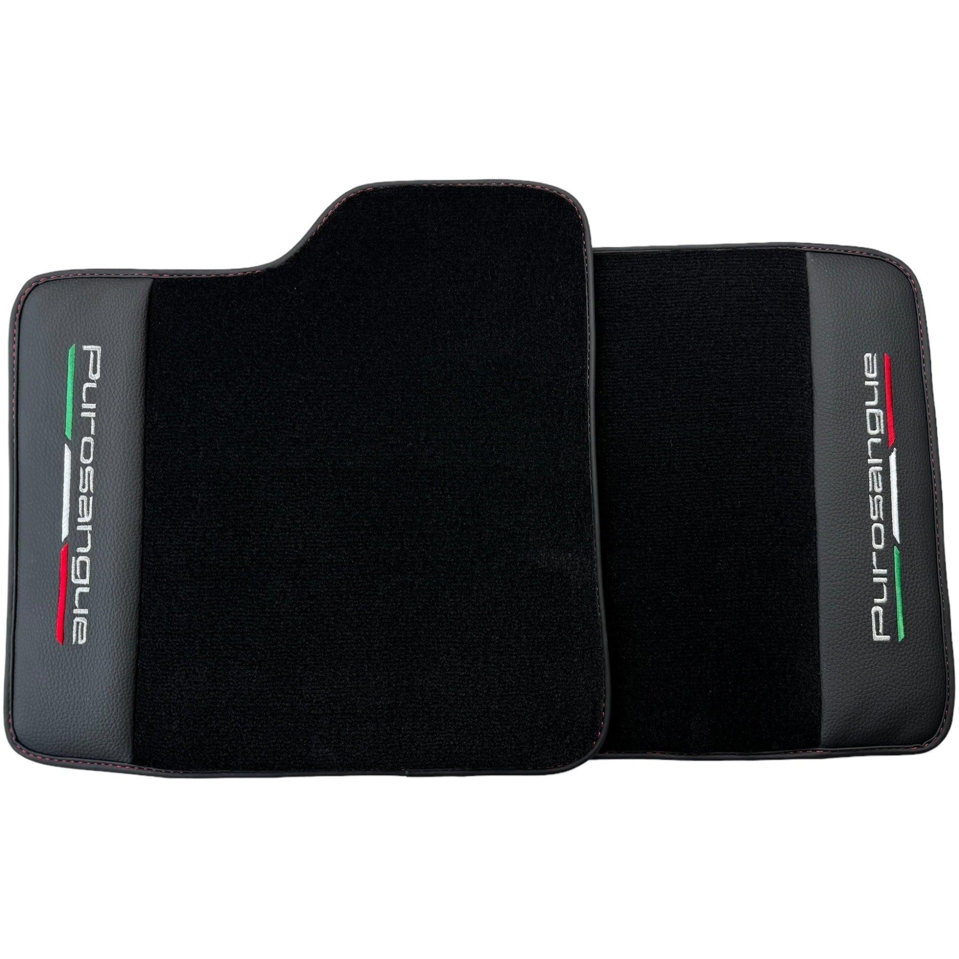 Black Floor Mats for Ferrari Purosangue with Leather and Black Trim | Italian Edition - AutoWin