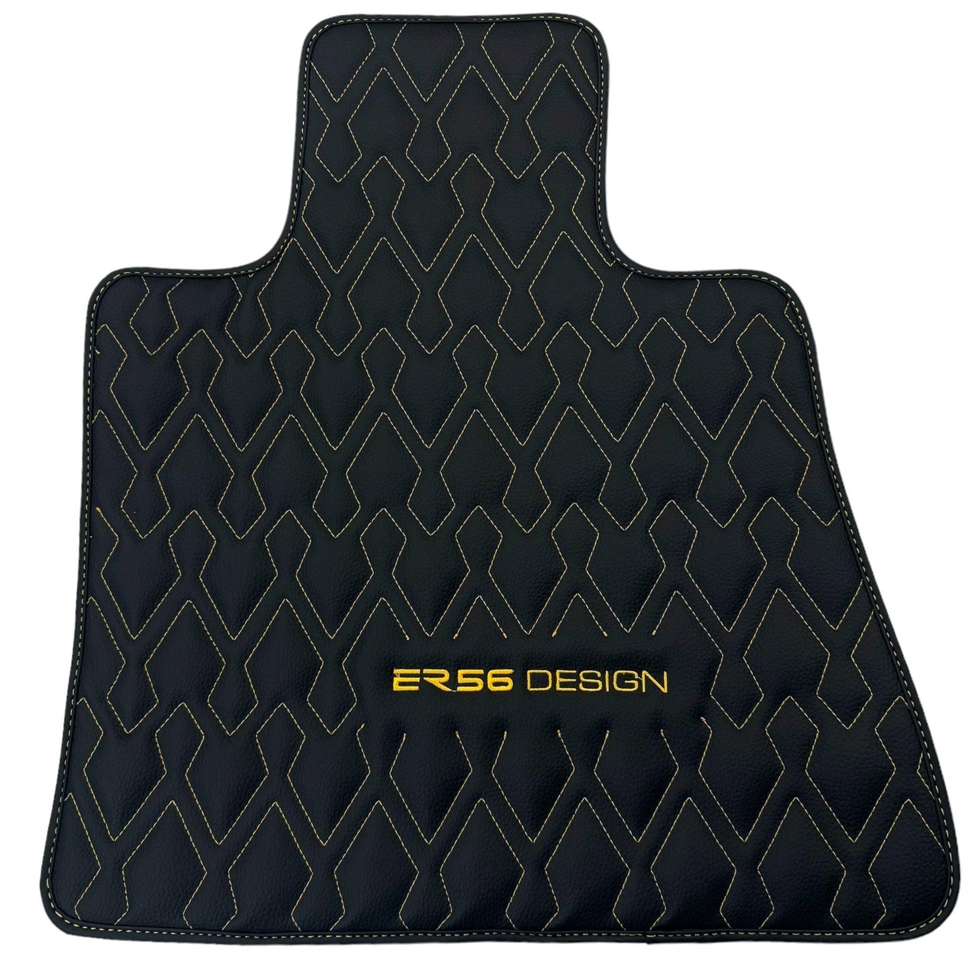 Black Leather Floor Mats for Rolls-Royce Wraith (2013–2023) ER56 Design - AutoWin