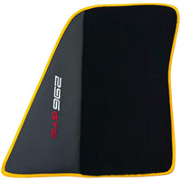Black Floor Mats for Ferrari 296 GTS (2022-2024) with Leather and Yellow Trim - AutoWin