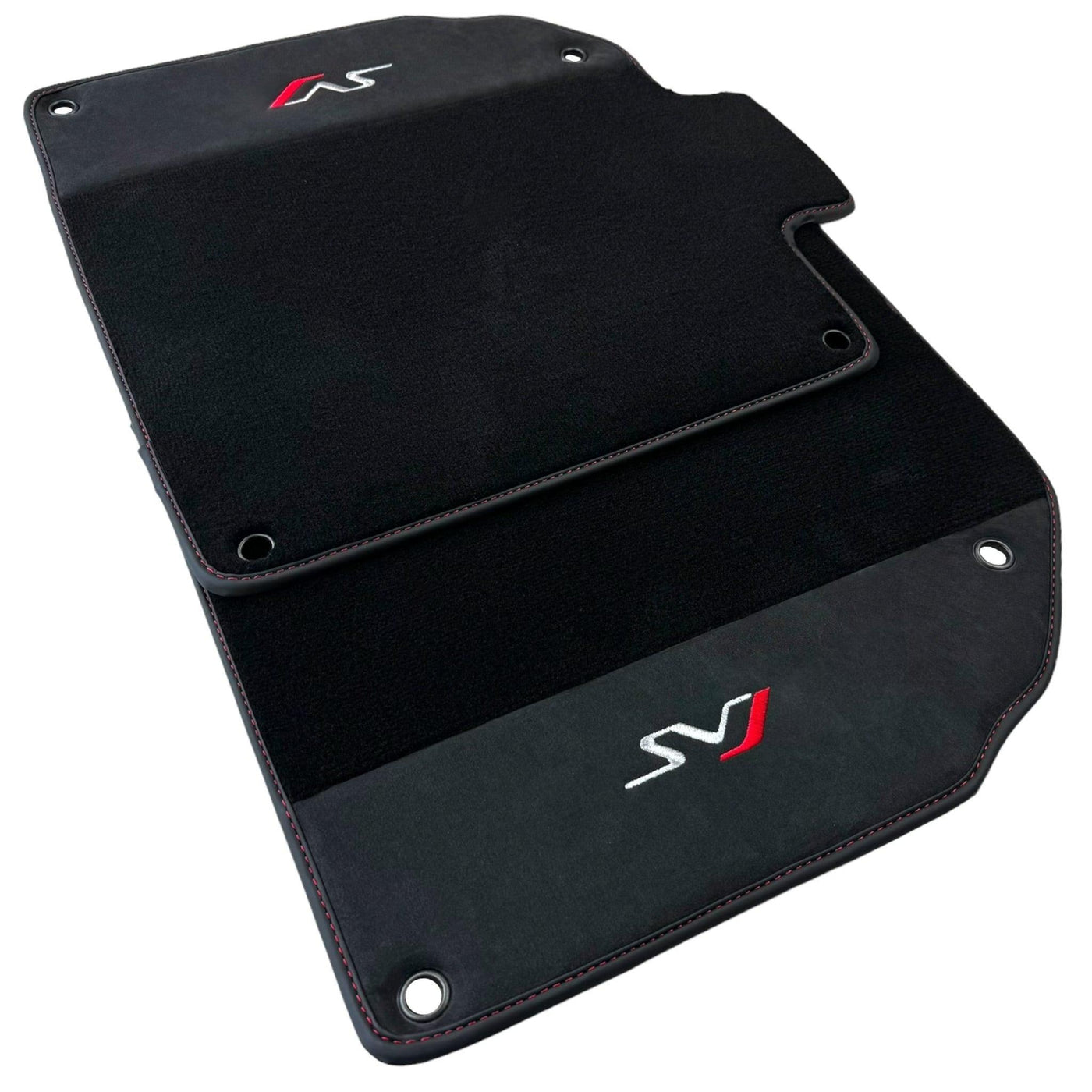 Black Floor Mats for Lamborghini Aventador SVJ with Alcantara Leather - AutoWin