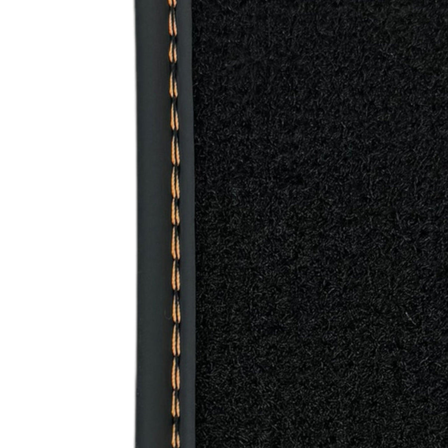 Black Floor Mats for Rolls Royce Ghost Series I (2010–2020) with Orange Leather - AutoWin