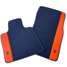 Dark Blue Floor Mats for Rolls Royce Cullinan with Orange Leather - AutoWin