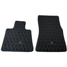 Black Leather Floor Mats for Rolls Royce Cullinan (2018-2023) with White Stitching - AutoWin