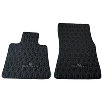 Black Leather Floor Mats for Rolls Royce Cullinan (2018-2023) with White Stitching - AutoWin