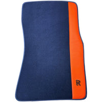 Dark Blue Floor Mats for Rolls Royce Cullinan with Orange Leather - AutoWin