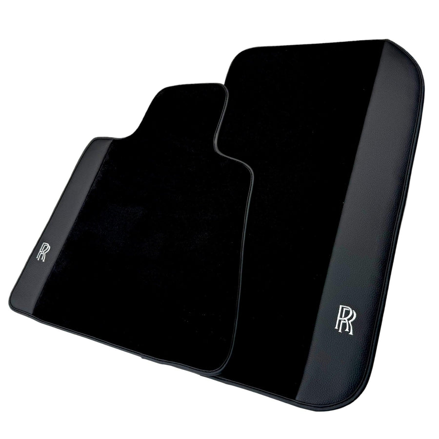 Black Floor Mats for Rolls Royce Phantom Drophead Coupe (2007-2016) with Black Leather - AutoWin