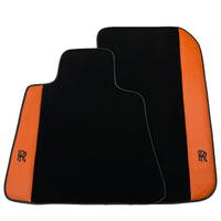 Floor Mats for Rolls Royce Shadow (1965-1977) with Orange Leather - AutoWin