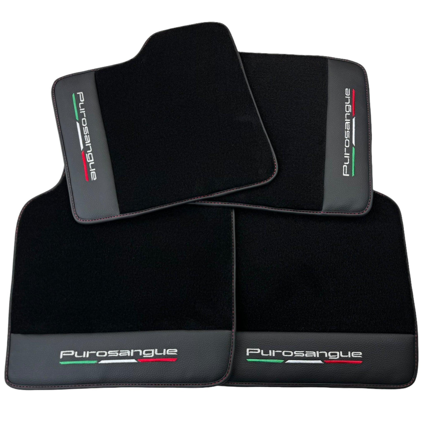 Black Floor Mats for Ferrari Purosangue with Leather and Black Trim | Italian Edition - AutoWin