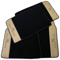 Black Floor Mats for Rolls Royce Cullinan with Beige Leather - AutoWin