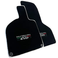 Black Floor Mats for Lamborghini Huracan EVO (2014-2023) with White Trim - AutoWin