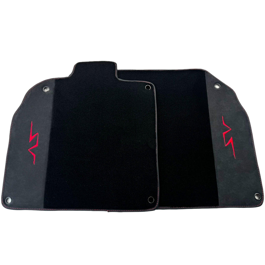 Black Floor Mats for Lamborghini Aventador SV with Alcantara Leather - AutoWin