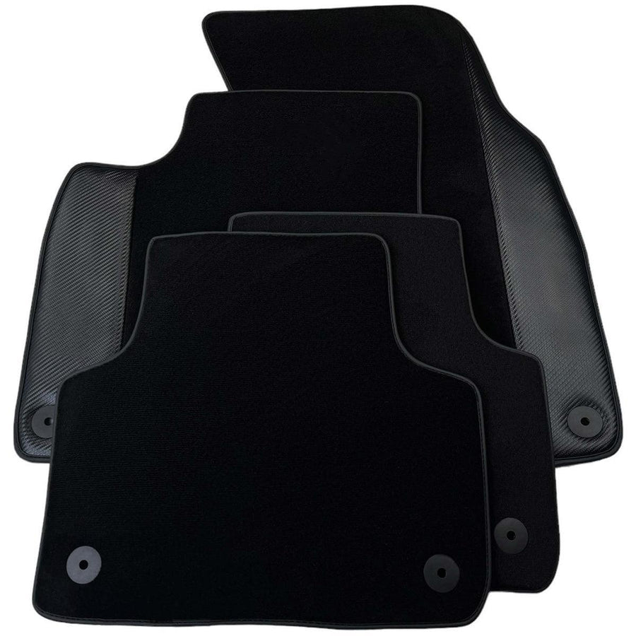 Customizable Black Carbon Leather Floor Mats for Audi A6 - C6 Allroad Quattro (2006-2008) - AutoWin