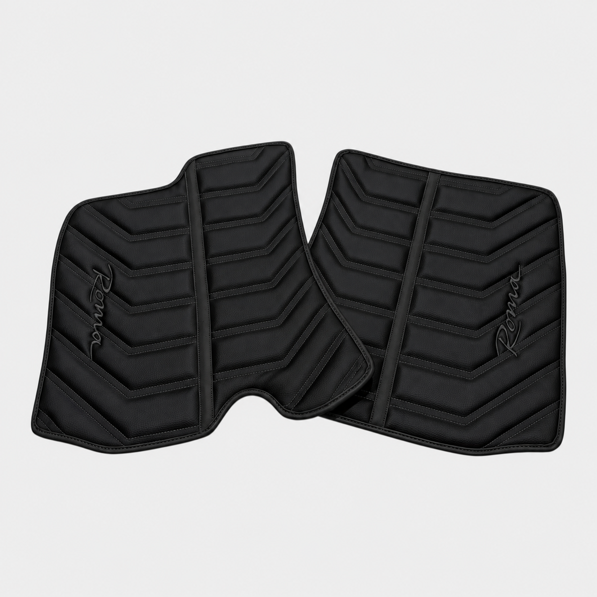 Black Leather Floor Mats for Ferrari Roma (2021-2024) Yellow Sewing