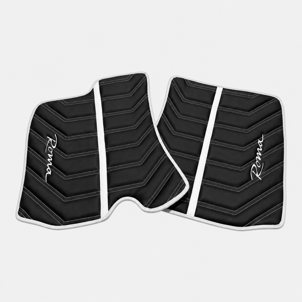 Black Leather Floor Mats for Ferrari Roma (2021-2024) Yellow Sewing