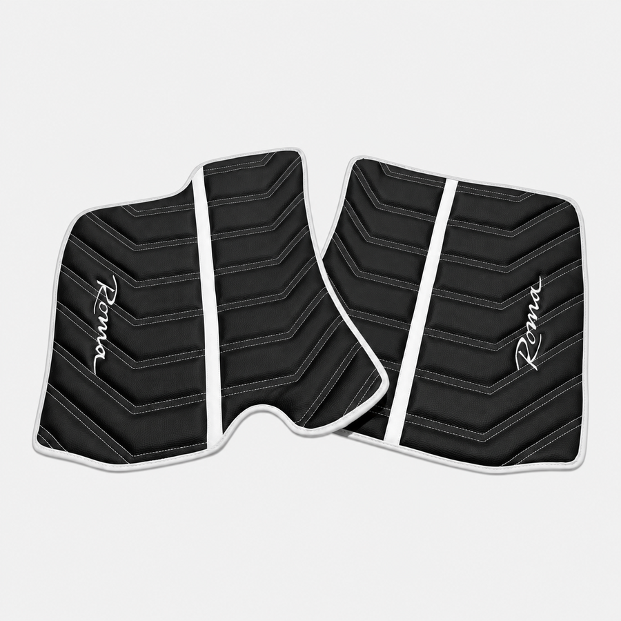 Black Leather Floor Mats for Ferrari Roma (2021-2024) Yellow Sewing