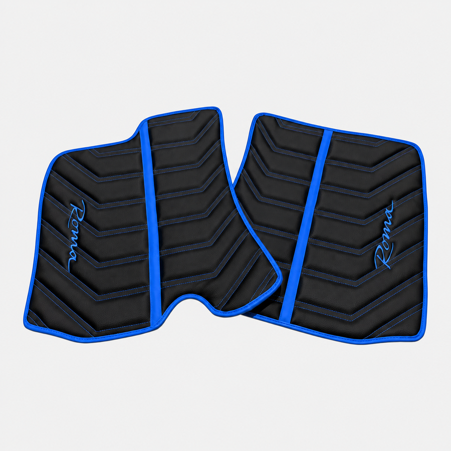 Black Leather Floor Mats for Ferrari Roma (2021-2024) Yellow Sewing