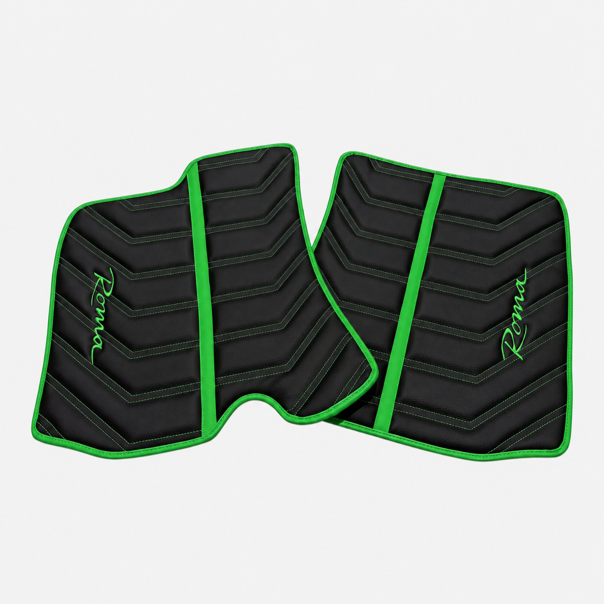 Black Leather Floor Mats for Ferrari Roma (2021-2024) Yellow Sewing