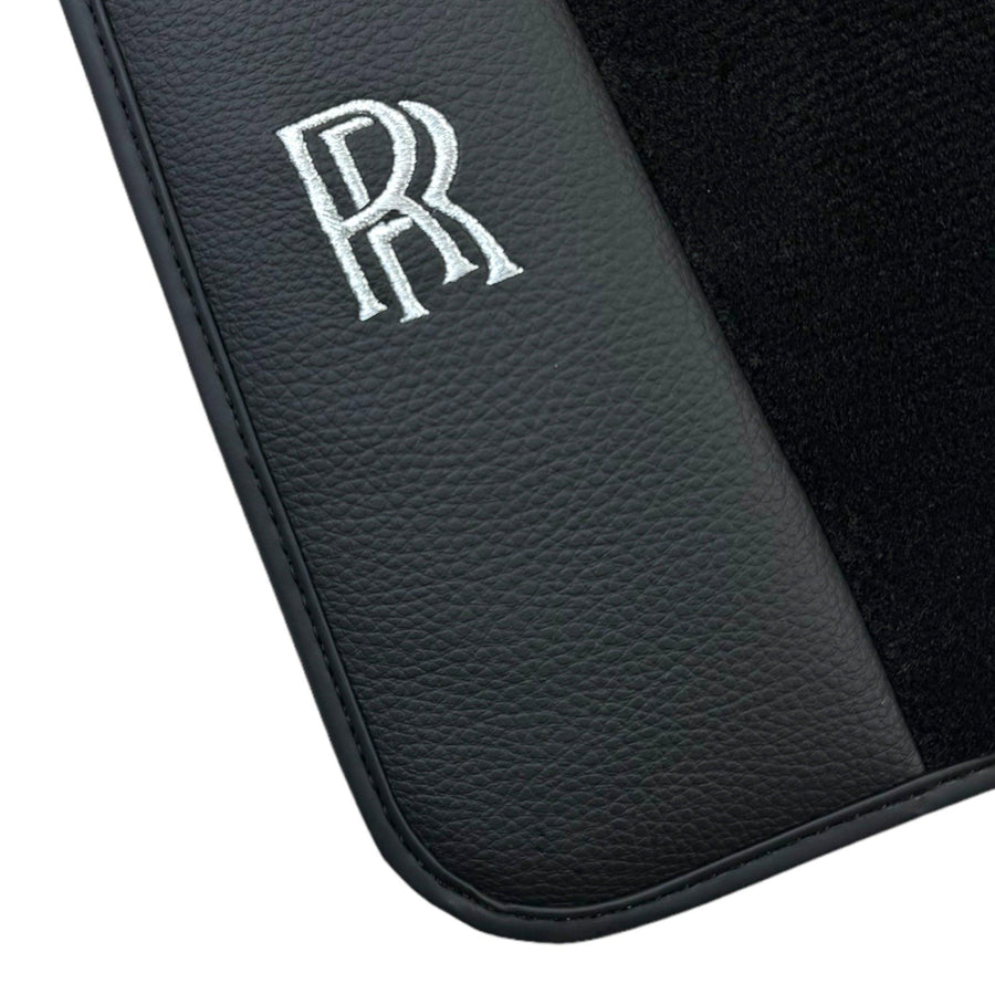 Black Floor Mats for Rolls Royce Phantom Sedan (2003-2016) with Black Leather - AutoWin