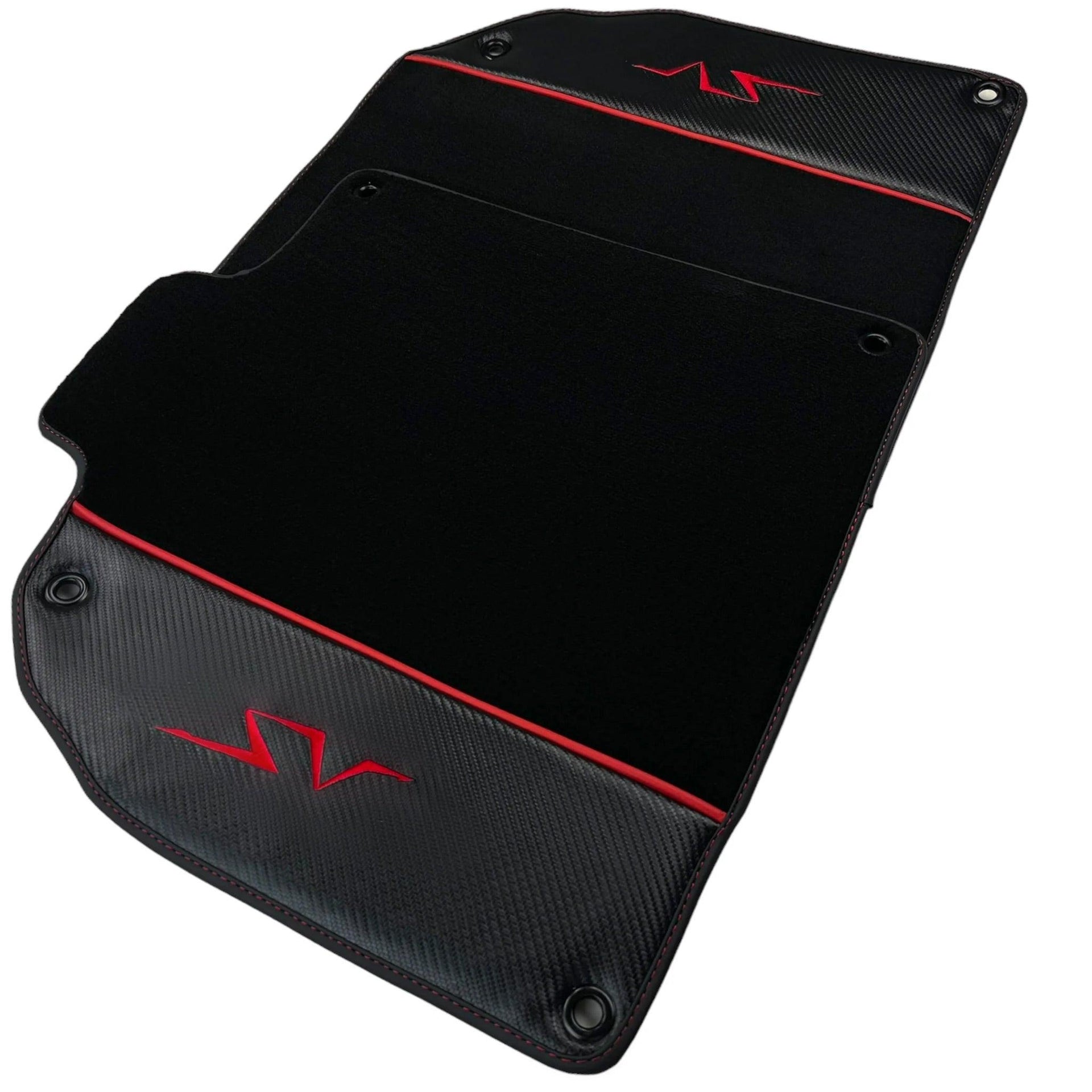 Black Floor Mats for Lamborghini Aventador SV with Carbon Fiber - AutoWin