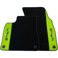 Black Floor Mats for Lamborghini Urus with Green Leather | Black Logo - AutoWin