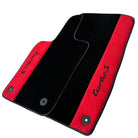 Black Floor Mats for Porsche 981 Boxster (2013-2016) with Red Alcantara Leather - AutoWin