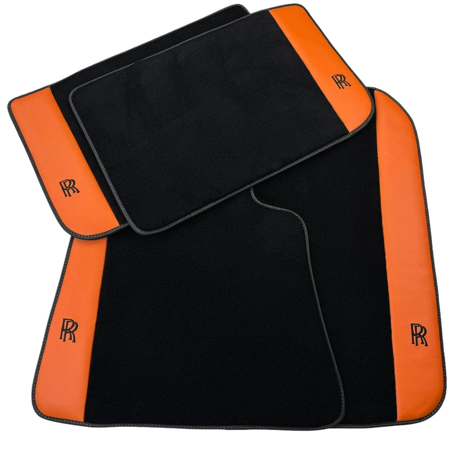 Floor Mats for Rolls Royce Wraith (2013–2023) with Orange Leather - AutoWin
