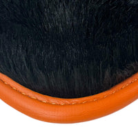 Black Sheepskin Floor Mats for Rolls-Royce Wraith (2013–2023) Orange Leather Trim - AutoWin