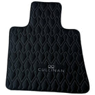 Black Leather Floor Mats for Rolls Royce Cullinan (2018-2023) with White Stitching - AutoWin