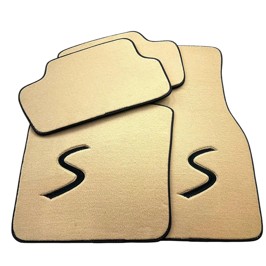 Beige Floor Mats for Mini Cabrio F57 Convertible (2016-2023) - AutoWin