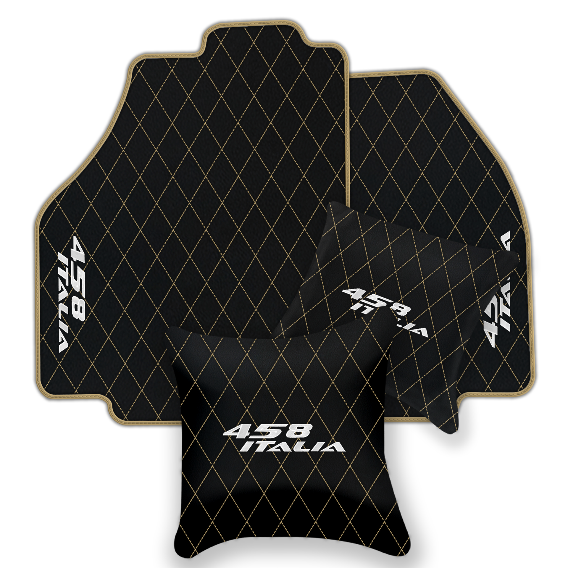 Premium Black Leather Floor Mats for Ferrari 458 Spider (2012-2015)