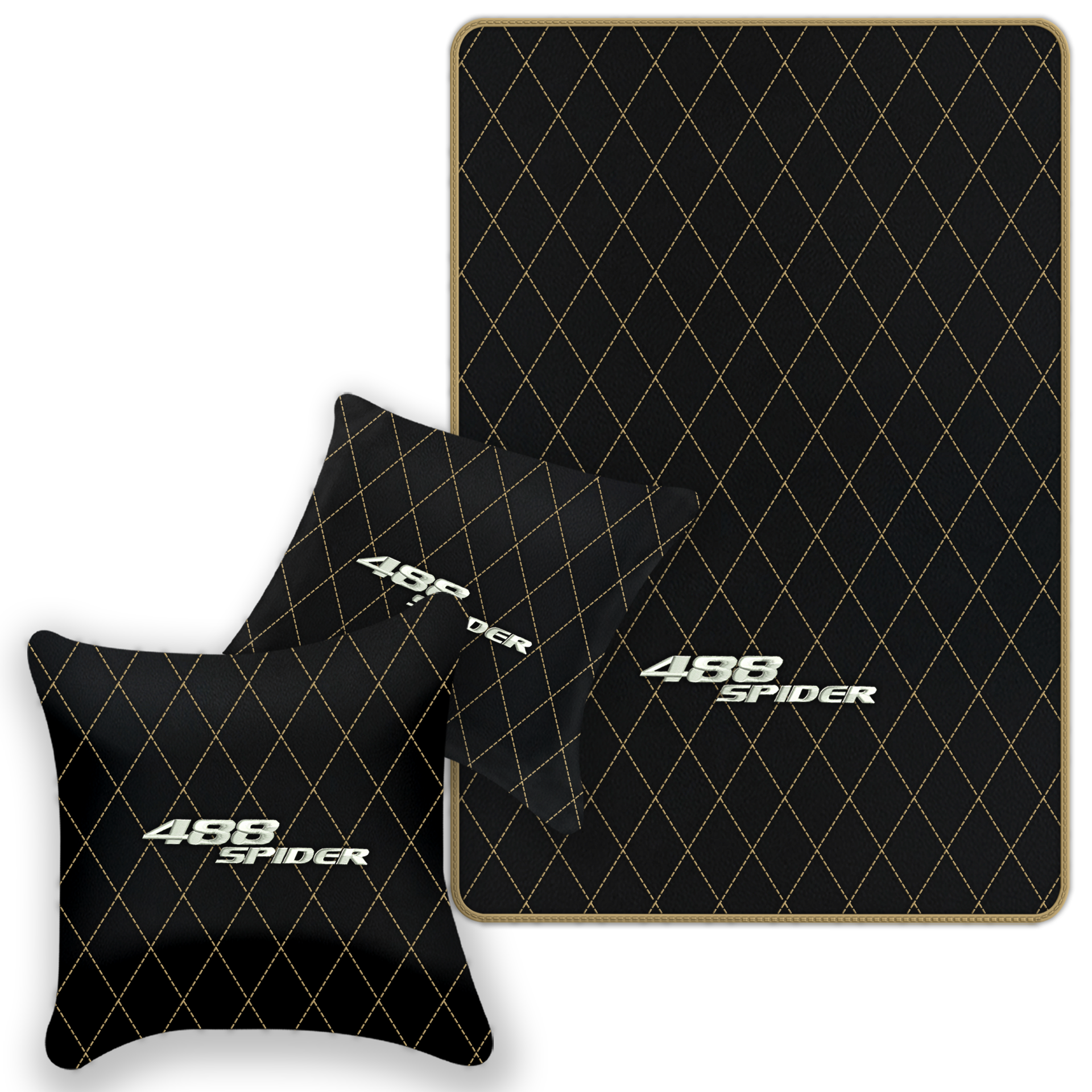 Premium Black Leather Floor Mats for Ferrari 488 Pista Spider