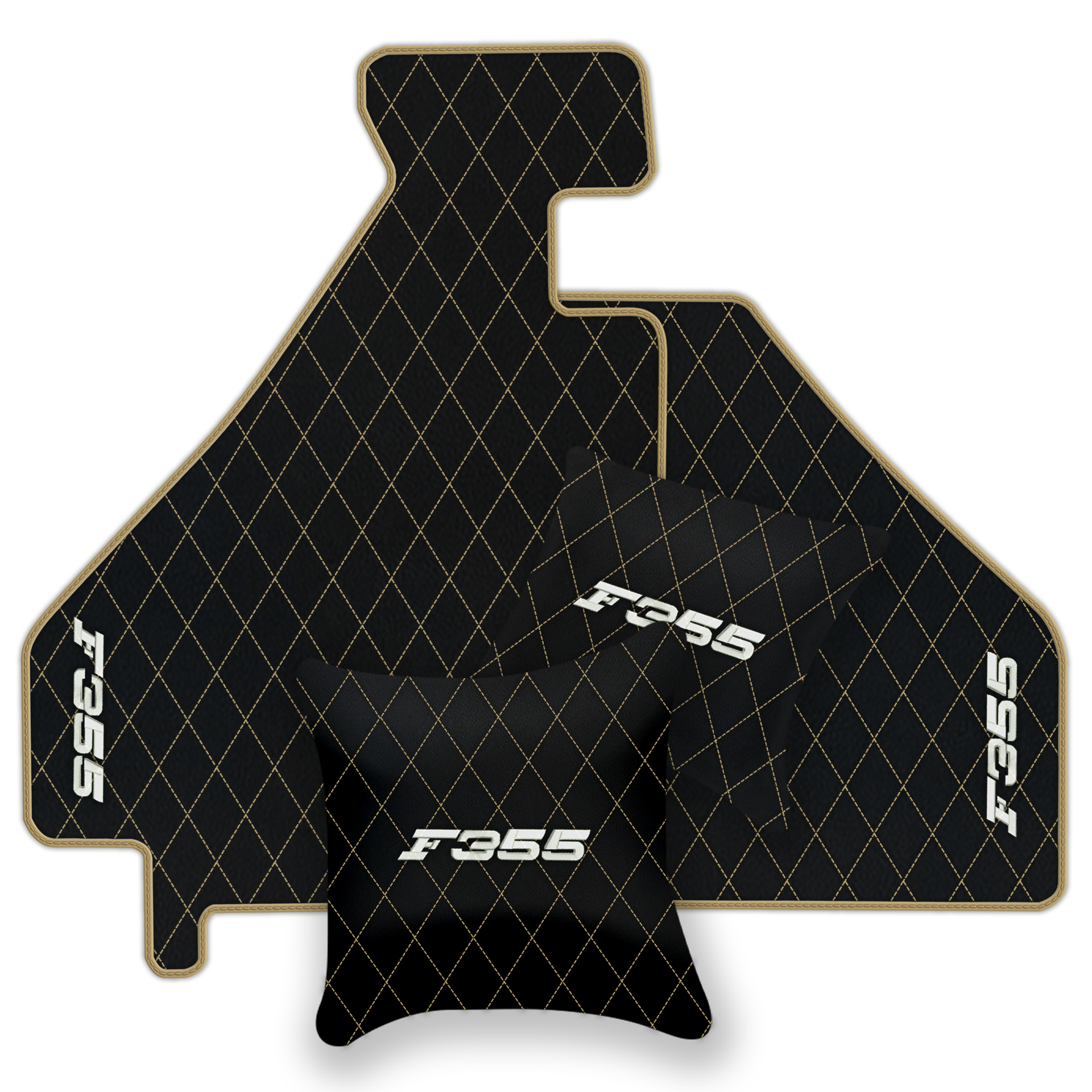 Luxury Black Leather Floor Mats for Ferrari 488 Spider (2016-2022)