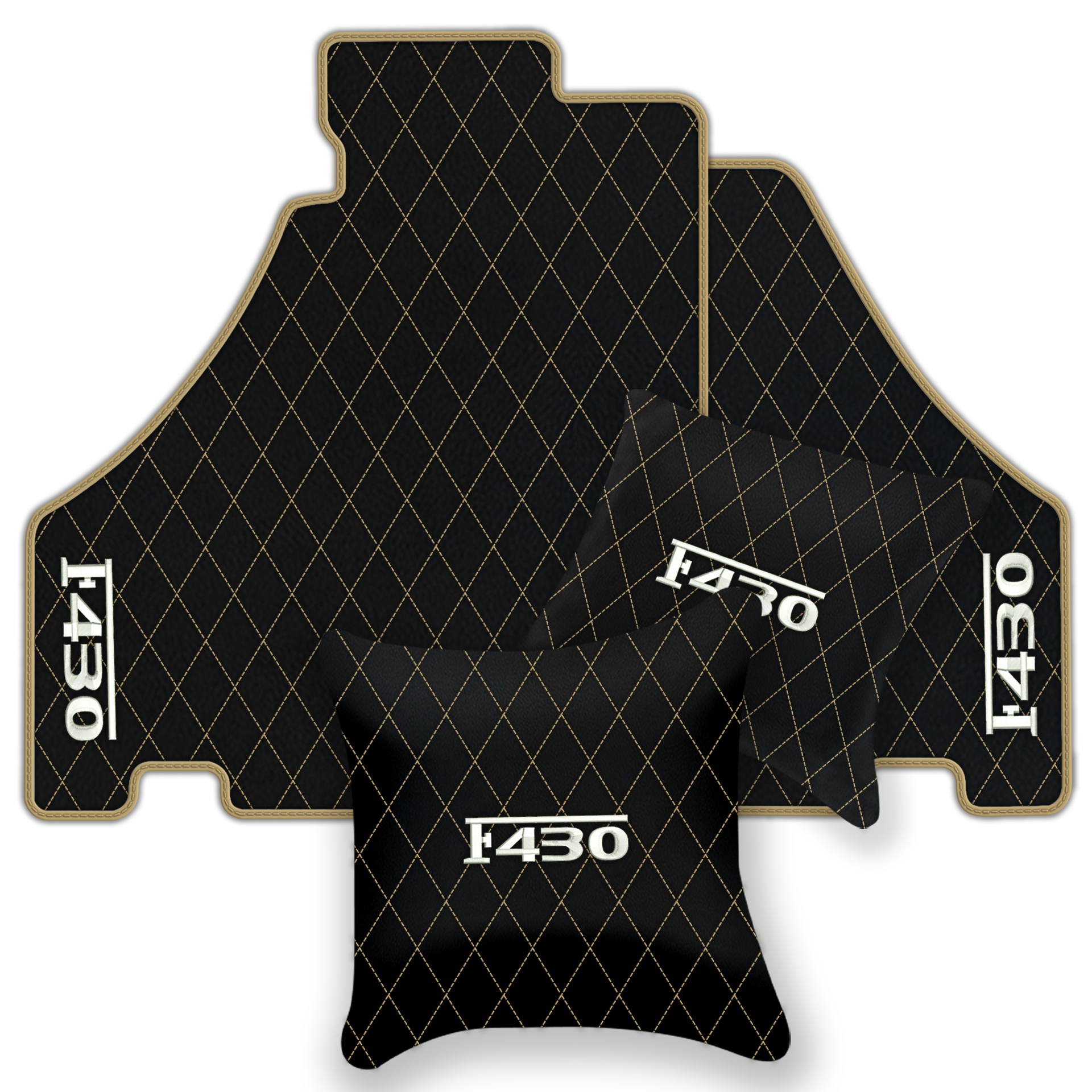 Luxury Black Leather Floor Mats for Ferrari F355 (1994-1999)