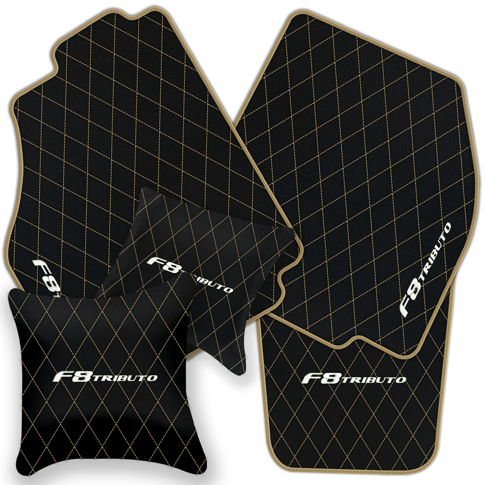 Premium Black Leather Floor Mats for Ferrari F8 Spider (2019-2023)