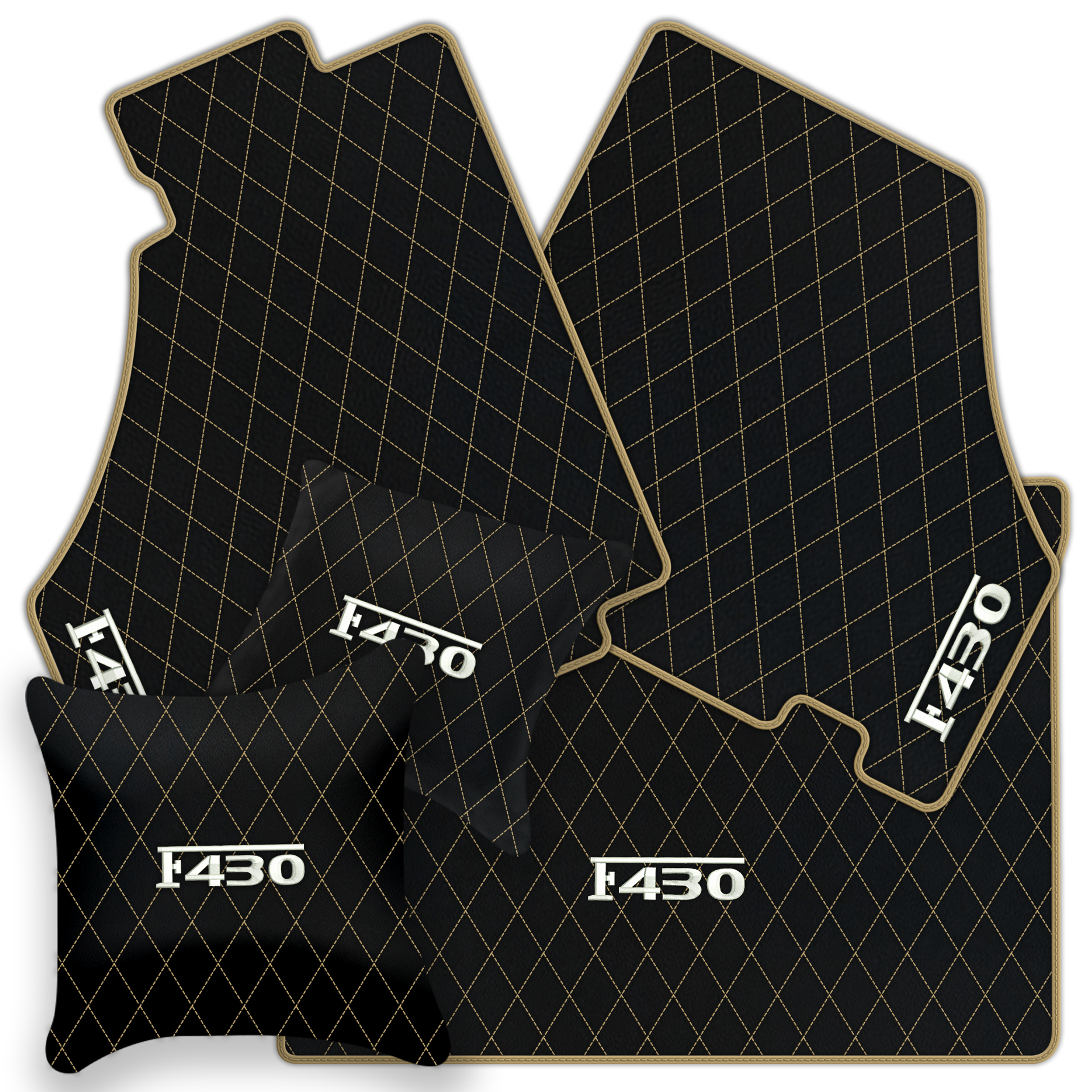 Luxury Black Leather Floor Mats for Ferrari F355 (1994-1999)