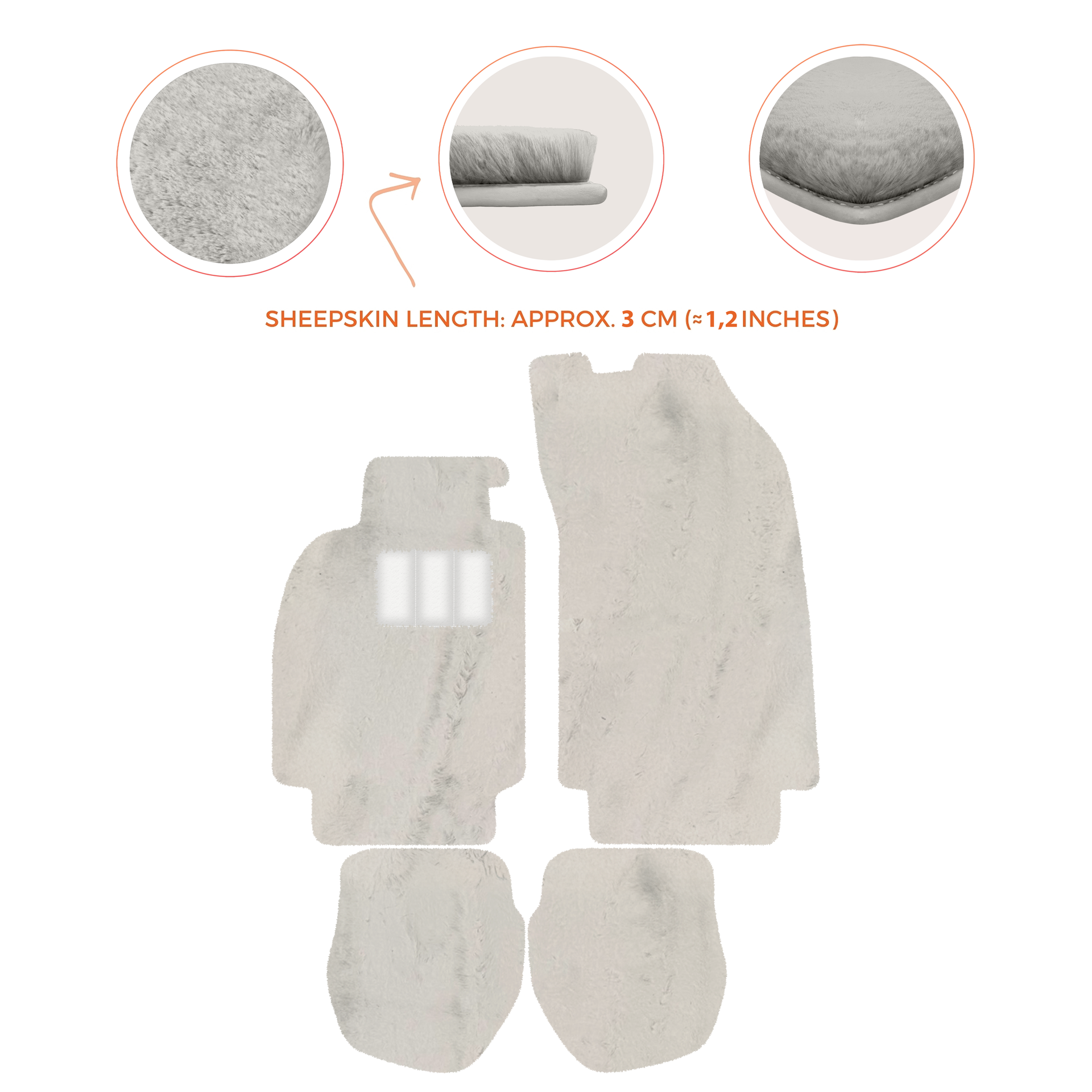 Sheepskin Floor Mats for Porsche 911 - 964 (1989-1994) - Sheepskin Length, Various Color Options - AutoWin
