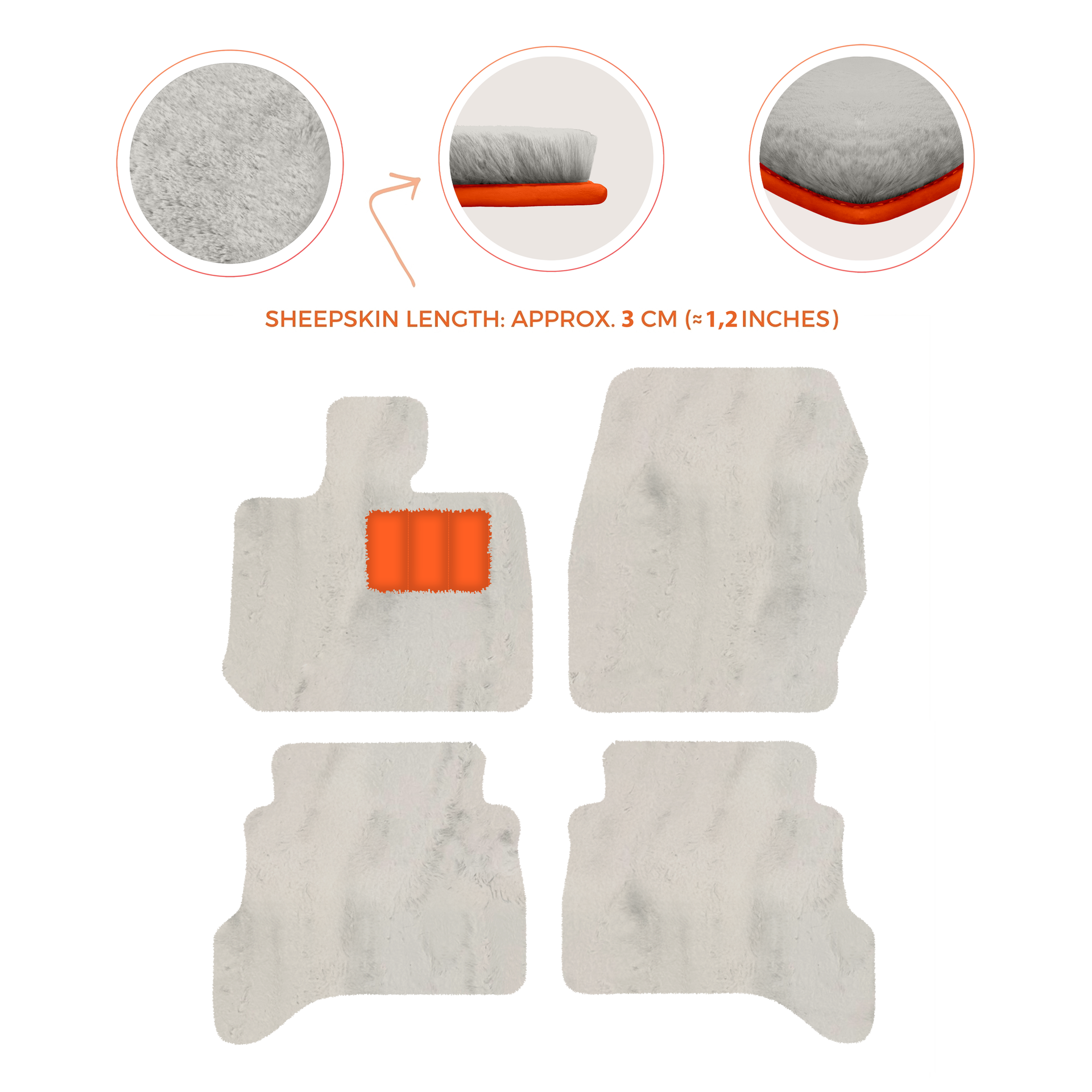 Premium Sheepskin Floor Mats for Land Rover Defender 90 (2007-2020)