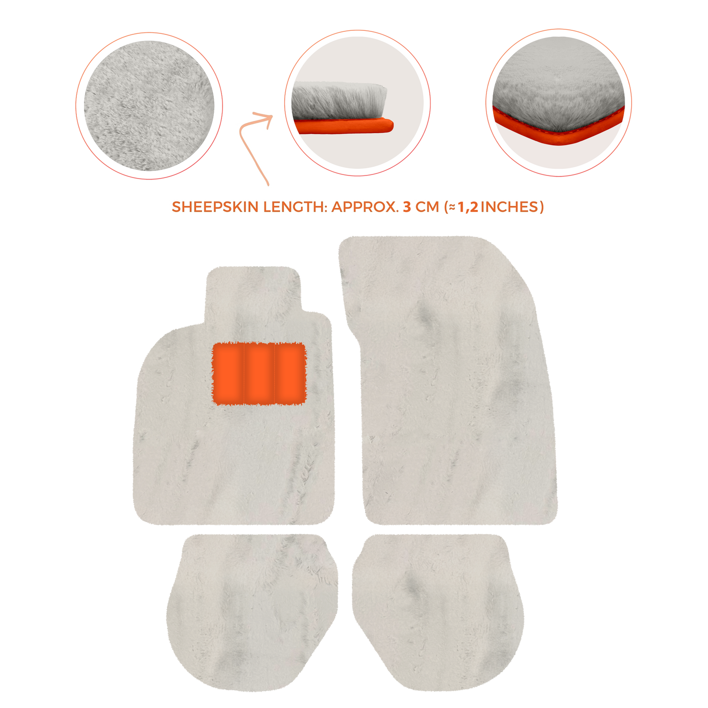 Sheepskin Floor Mats for Porsche 911-993 (1993-1998) - Sheepskin Length, Various Color Options