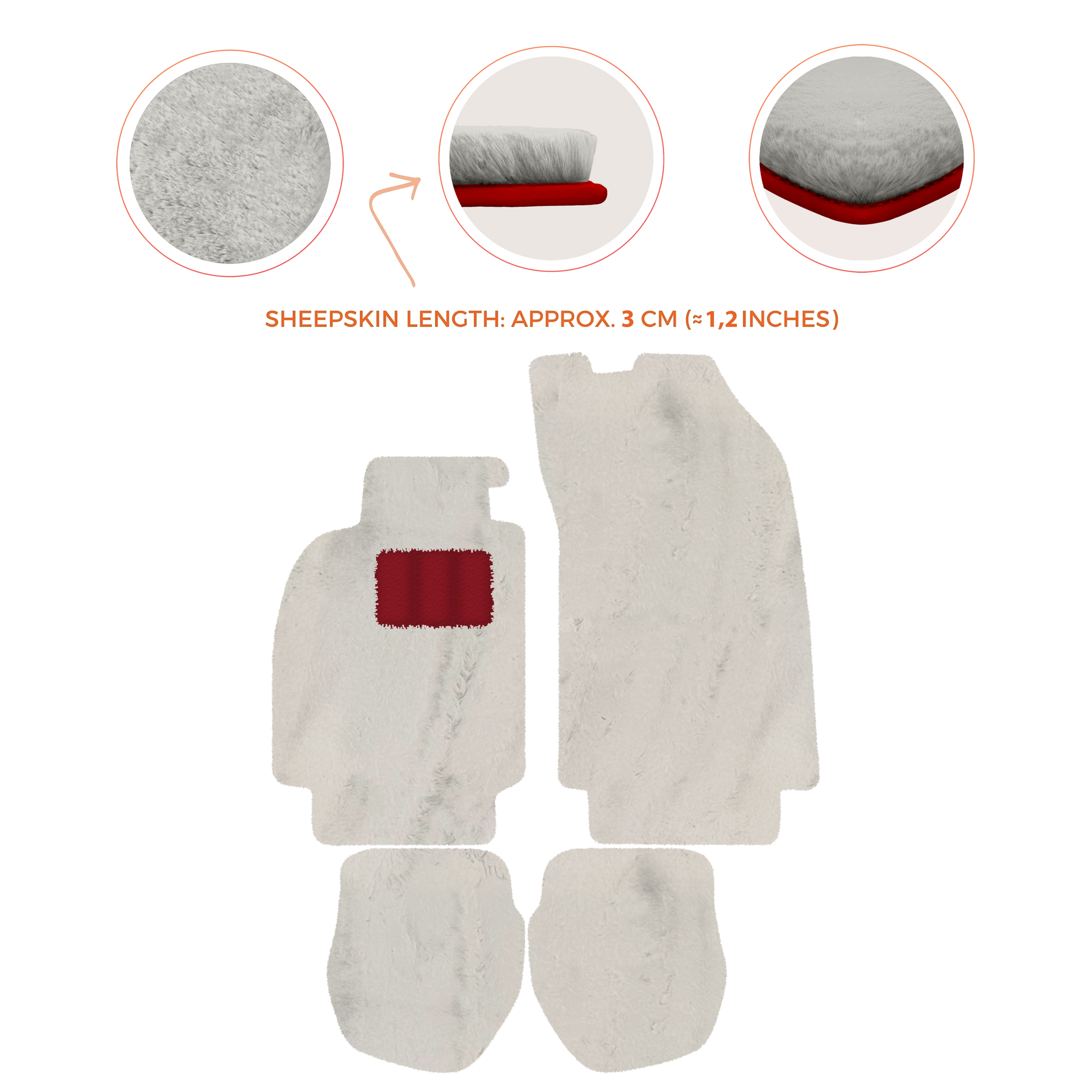 Sheepskin Floor Mats for Porsche 911 - 964 (1989-1994) - Sheepskin Length, Various Color Options - AutoWin