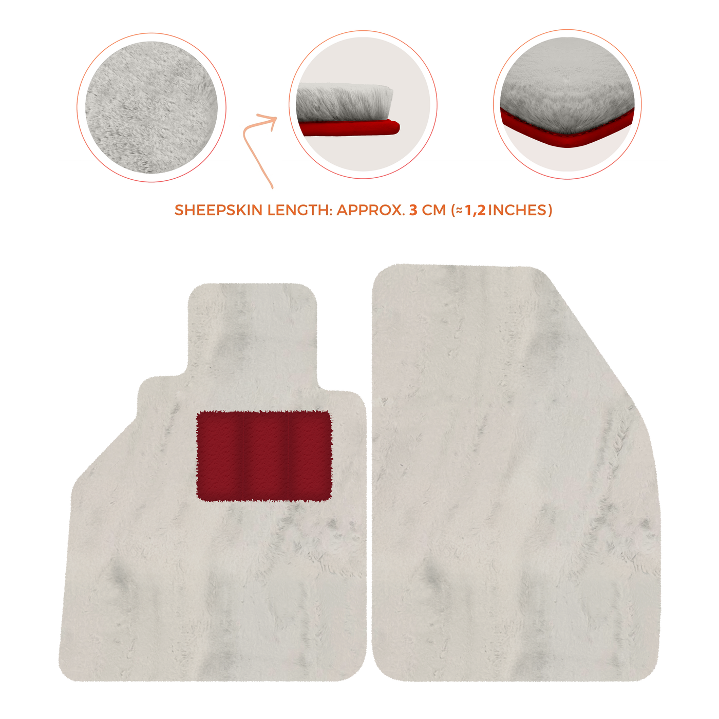 Sheepskin Floor Mats for Porsche 986 Boxster (1996-2004) - Sheepskin Length, Various Color Options