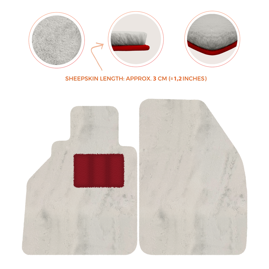 Sheepskin Floor Mats for Porsche 986 Boxster (1996-2004) - Sheepskin Length, Various Color Options