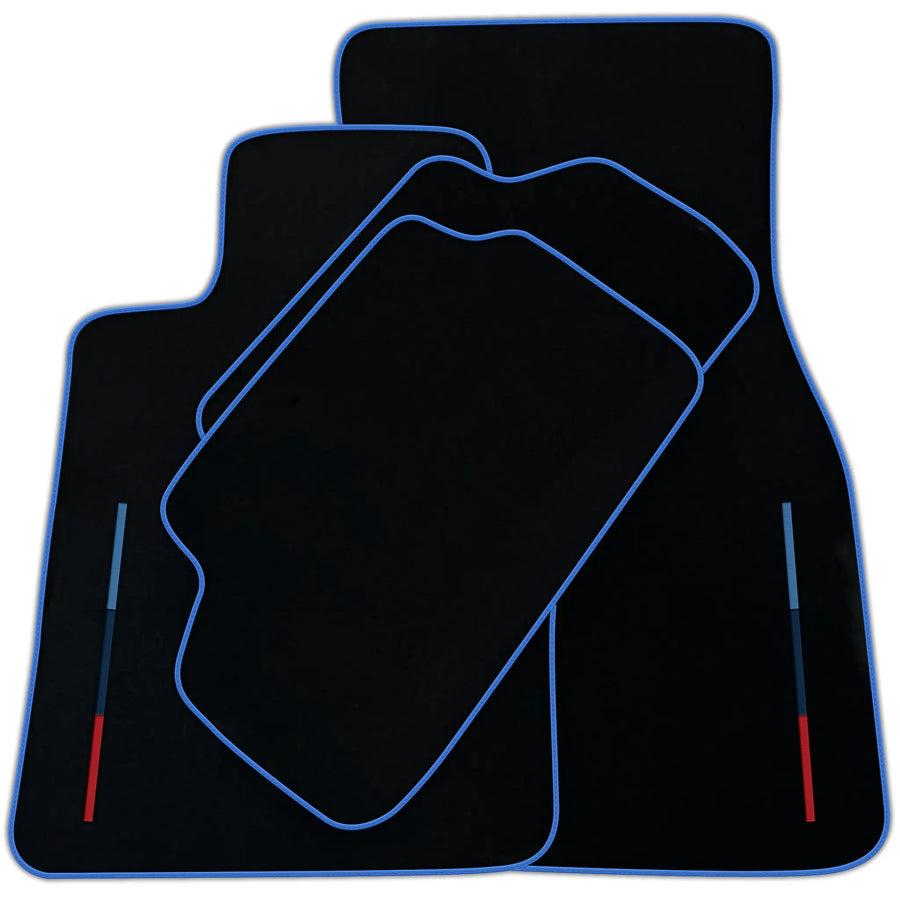 Black Floor Mats For BMW Gran Tourer F46 (2015-2022) 7 Seats With 3 Color Stripes Tailored Set Perfect Fit | Various Trim Colors