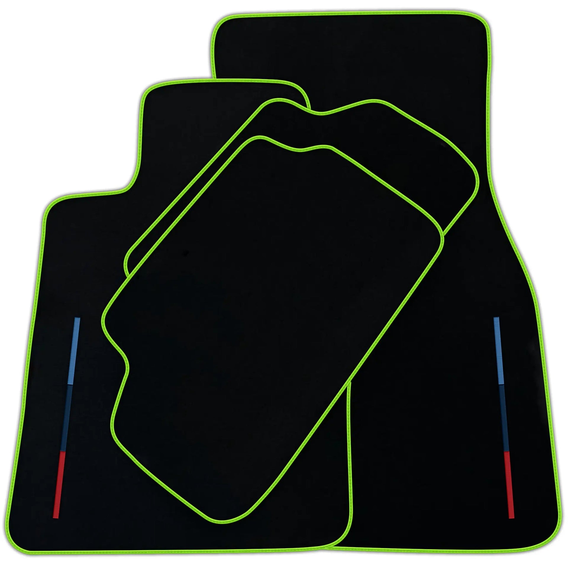 Black Floor Mats For BMW U06 (2022-2026) With 3 Color Stripes Tailored Set Perfect Fit | Various Trim Colors