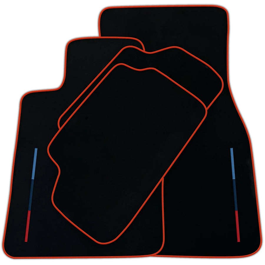 Black Floor Mats For BMW Gran Tourer F46 (2015-2022) 7 Seats With 3 Color Stripes Tailored Set Perfect Fit | Various Trim Colors