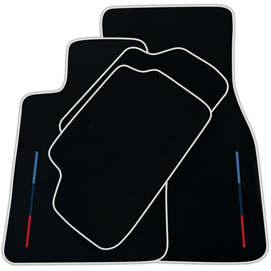Black Floor Mats For BMW 1 Series F70 (2024-2026) Hatchback With 3 Color Stripes Tailored Set Perfect Fit | Various Trim Colors