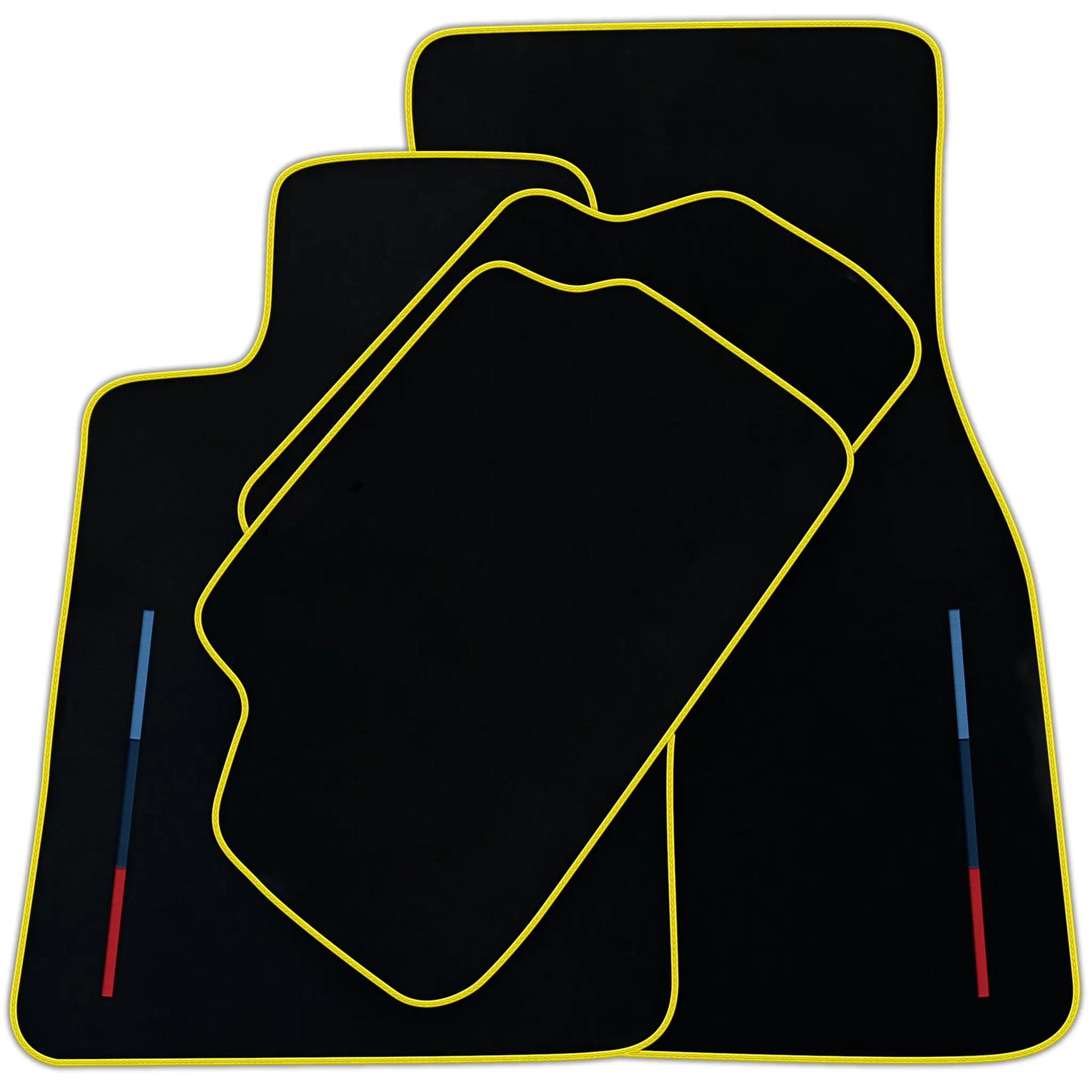 Black Floor Mats For BMW M3 E46 With 3 Color Stripes Tailored Set Perfect Fit | Various Trim Colors