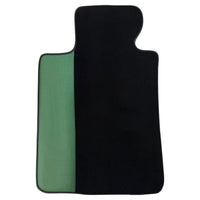 Black Floor Mats for BMW 1 Series F70 | Green Leather Borders