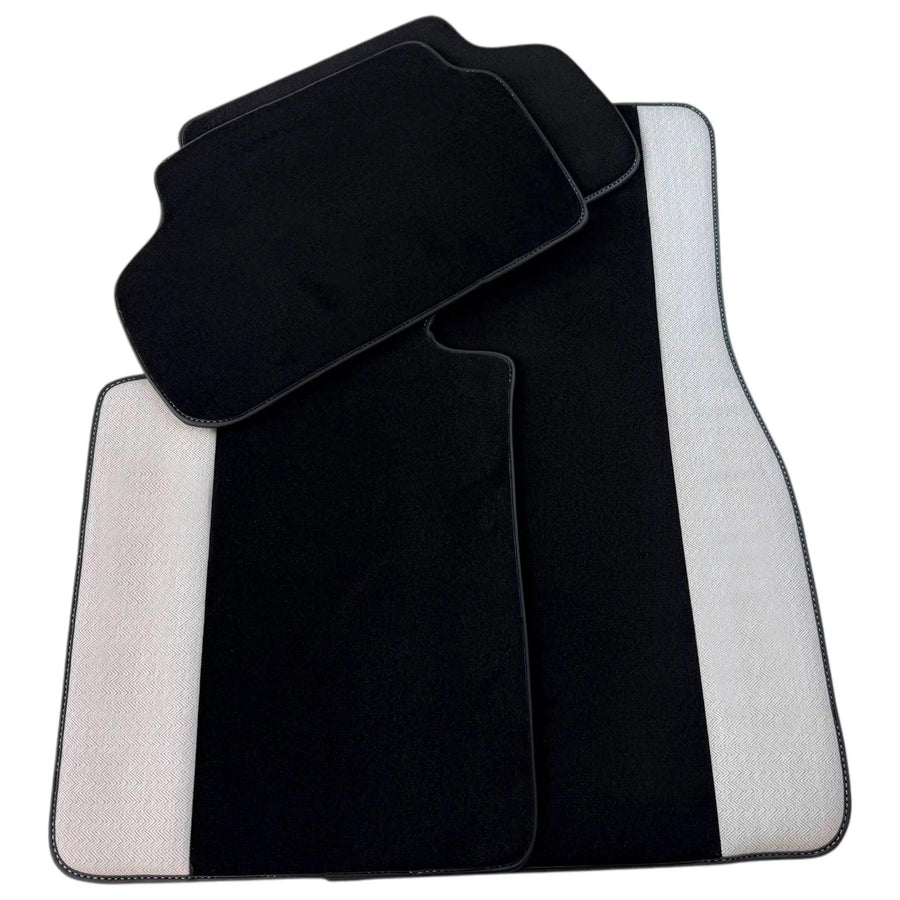 Black Floor Mats for BMW M5 G90 (2023-2026) Sedan with Gray Leather Borders