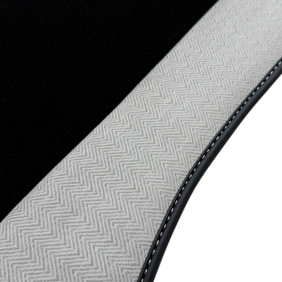 Black Floor Mats for BMW G61 (2023-2026) Touring with Gray Leather Borders